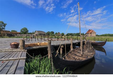 Viking Ships Ancient Harbor Ribe Viking Stock Photo 1229944864