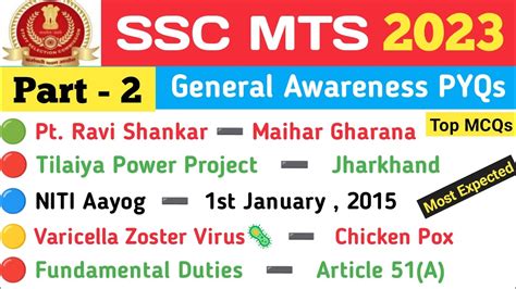 Ssc Mts Ssc Mts General Awareness Ssc Mts Previous Year