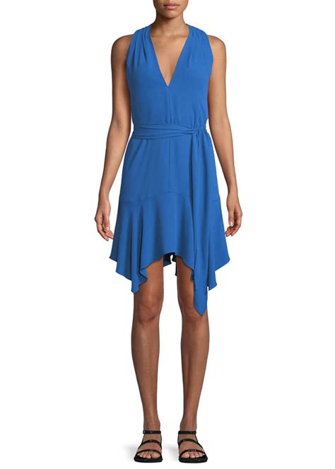 Halston Heritage Sleeveless V Neck Dress With Sash Bergdorf Goodman