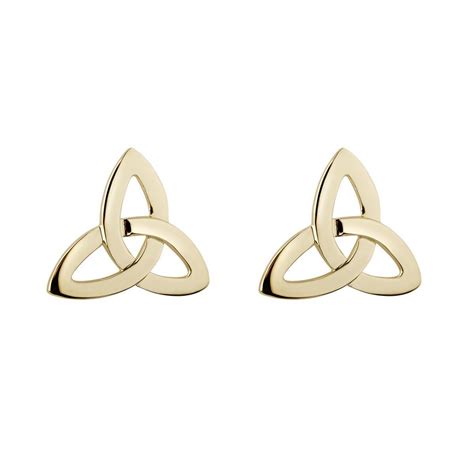 K Gold Celtic Trinity Knot Stud Earrings Claddaghrings