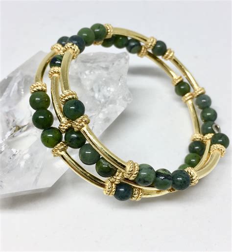 Green Jade Bracelet Green Jade Jewelry Green Stone Bracelet Etsy