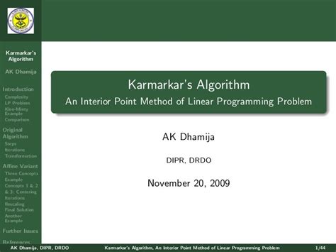 Karmarkars Algorithm For Linear Programming Problem