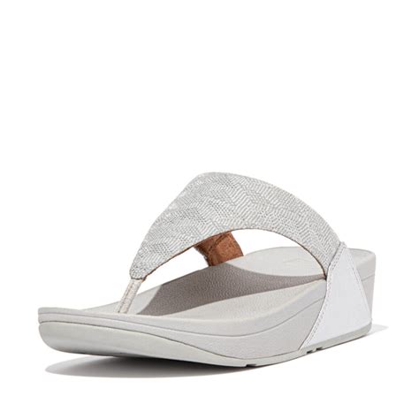 Fitflop Lulu Glitz Toe Post Sandals Silver Fitflop Australia