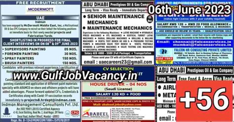 Gulf Job Vacancy Newspaper 06 June 2023