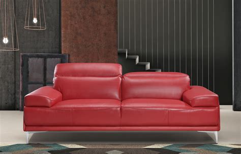 Madrid Contemporary Italian Leather Sofa Set in Red Raleigh North ...