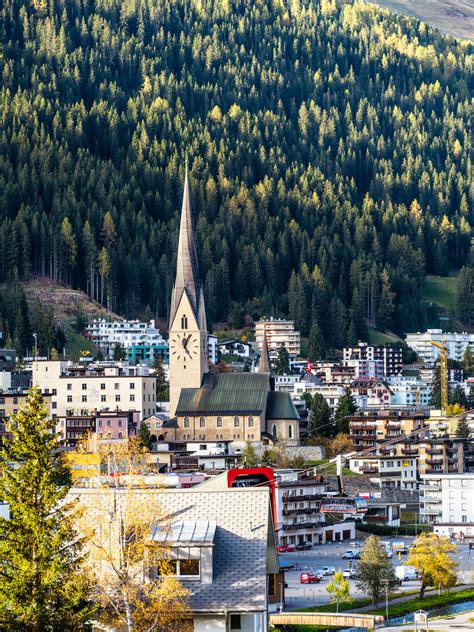 Davos Platz Mit Der Evangelischen Kirche St Johann Wdfotografie