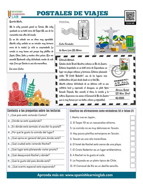 Practice Reading With A PDF Worksheet Including Two Travel Postcards In