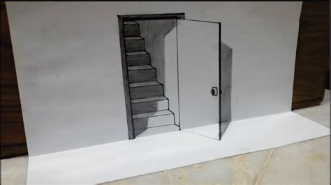 How To Draw A 3d Stair With Pencil Draw 3d Staircase Youtube