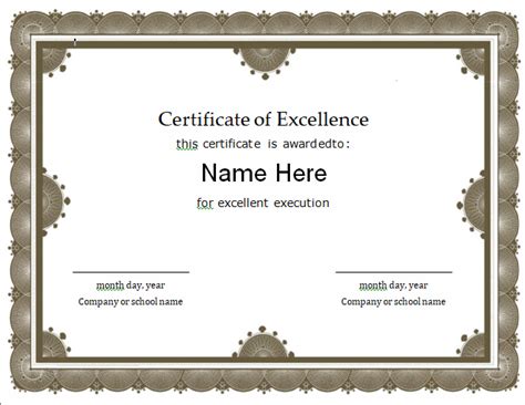 20 Free Excellence Award Certificate Templates Editable Word American Templates