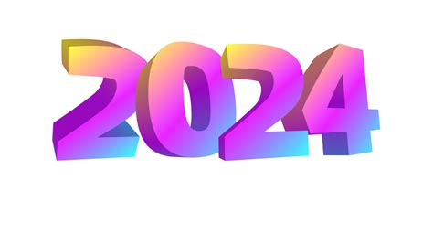 Happy New Year 2024 With Brightly Colored Number Animated 29237576 PNG