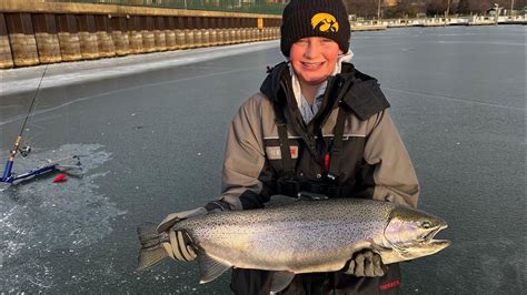 Ice Fishing For Trophy Steelhead And Brown Trout In Harbors Milwaukee