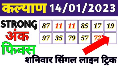 कल्याण शनिवार ओपन 14 01 2023 Open Trick Today Fix Satta Matka