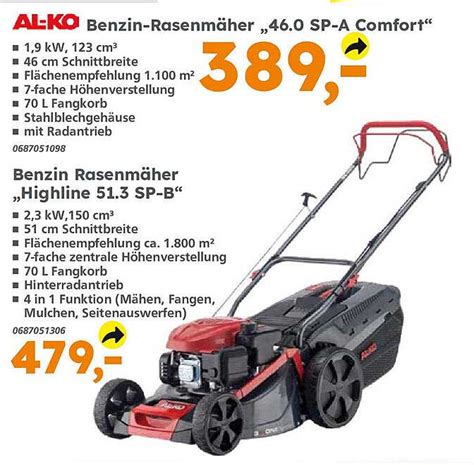 Al ko Benzin rasenmäher 46 0 Sp a Comfort Benzin Rasenmäher highline