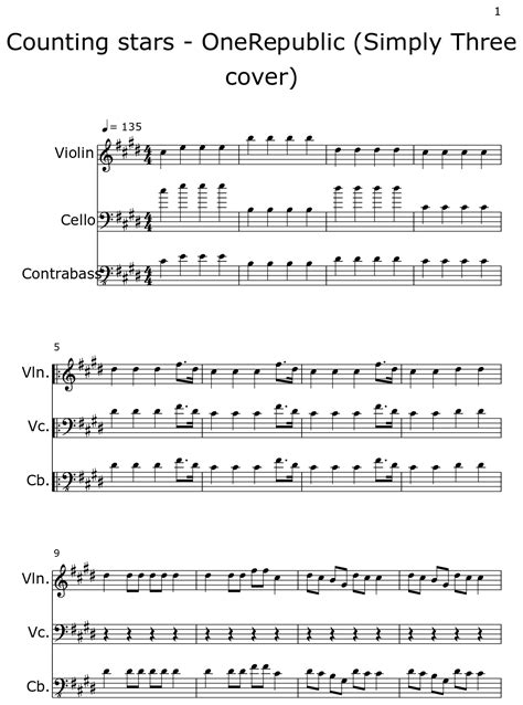 Counting Stars Onerepublic Simply Three Cover Sheet Music For