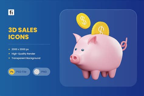 Premium Psd D Icon Illustration Piggy Bank