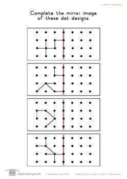 Dot Symmetry Designs X Visual Perception Worksheets Tpt