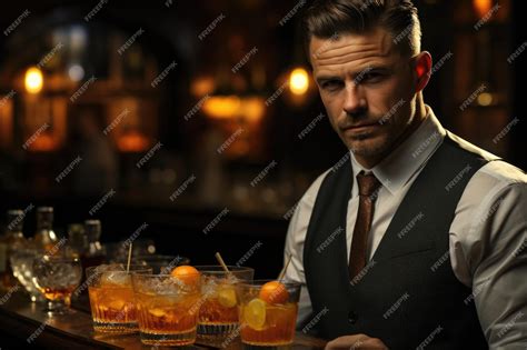 Premium Ai Image Whiskey Sour In A Busy Bar Counter With A Skilled