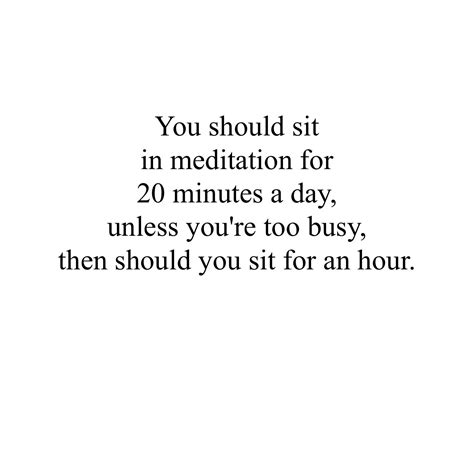 You Should Sit In Meditation For 20 Minutes A Day Unless You Re Too