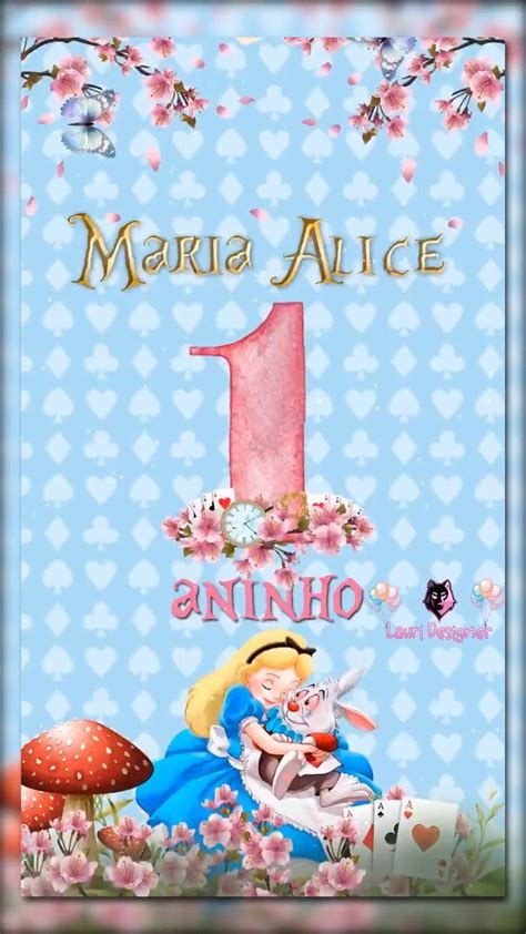 Convite Animado Alice no País das Maravilhas Alice no pais das