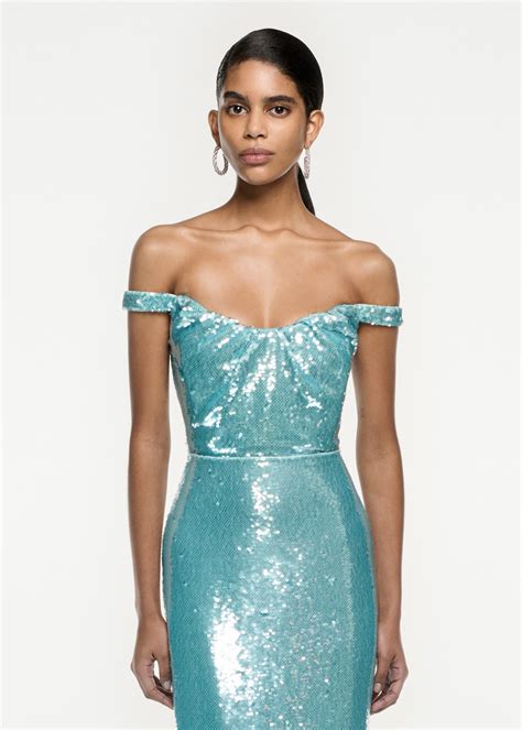 Sequin Midi Dress In Green Roland Mouret