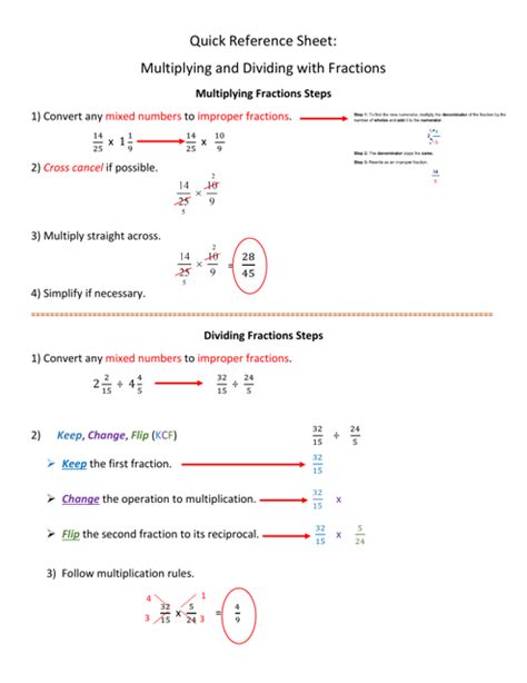 Math Reference Sheet Multiplying And Dividing With Fractions Download Printable Pdf