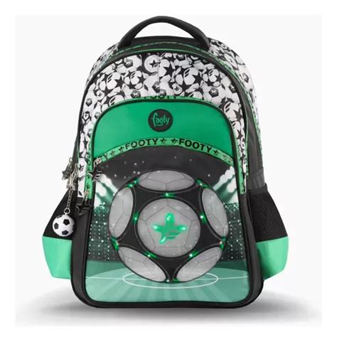 Mochila Espalda New Champions Footy Verde Con Luz Led Color F Tbol