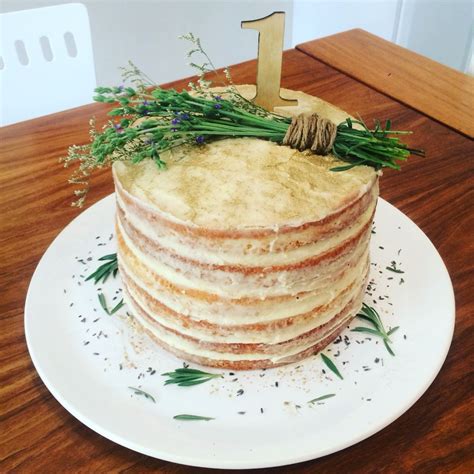 Lavender Lemon Naked Cake For Lara S First Birthday Cake Desserts Food