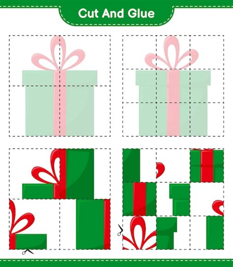 Corta y pega corta partes de cajas de regalo y pégalas juego