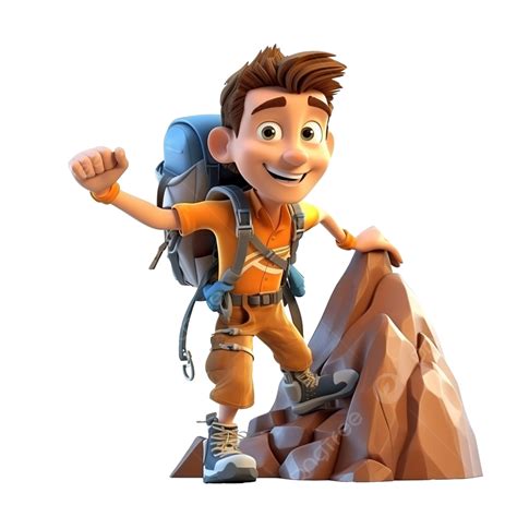 Man Climbing Mountain 3d Character Illustration 3d Character