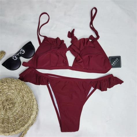 Ruffle Trim Bikini Swimsuit On Carousell