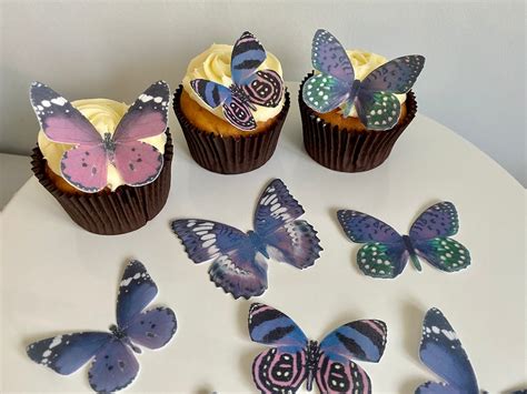 Mariposas De Oblea Realistas Moradas Precortadas Decoraciones