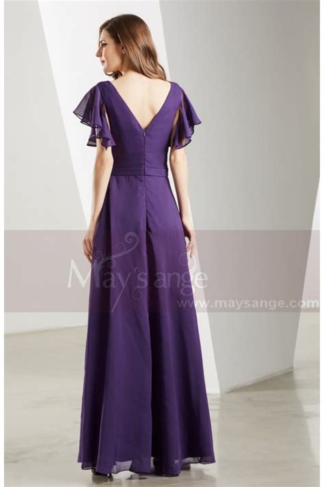 Longue Robe De Cocktail Manche Courte Violette Ref L1902 Robes De