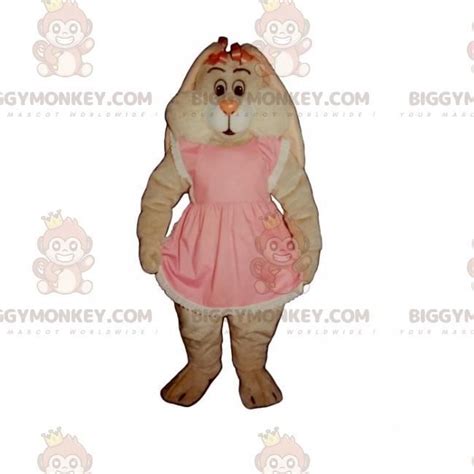 Costume De Mascotte Biggymonkey De Lapin Rose Avec Robe Et N Uds