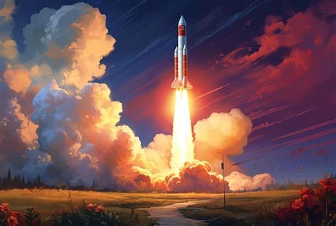 Premium AI Image A Rocket Is Launched Into Space In The Style Of