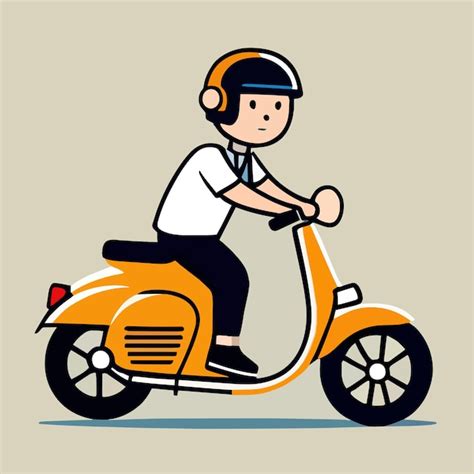 Un hombre está montando una motocicleta diseño de dibujos animados