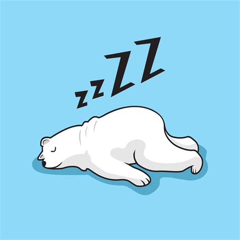 Lazy Polar Bear Cartoon Sleeping Illustration 3513766 Vector Art at ...