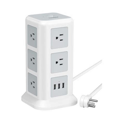 Tessan Standing Power Strip Tower W Surge Protector 11 Ac Outlet And 3