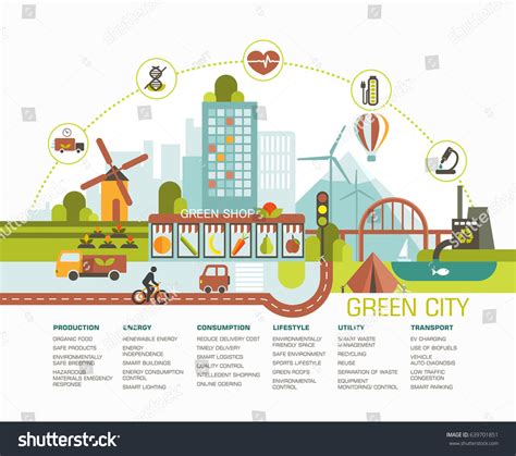 Green City Flat Design Eco City Stock Vector (Royalty Free) 639701851 ...