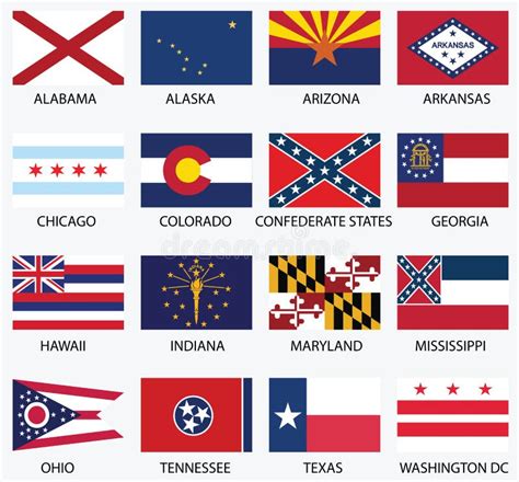 United States Of America States Flags Stock Illustration - Image: 70759375