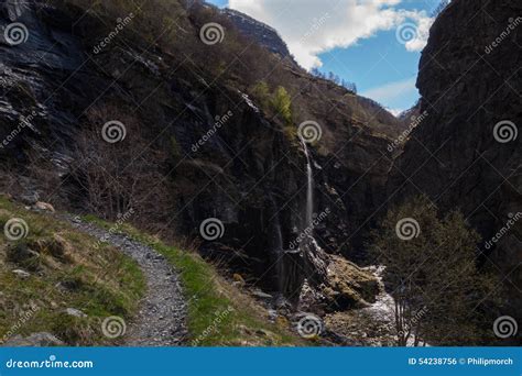 Hiking Path in Valley of Aurland, Aurlandsdalen, Norway Stock Photo ...