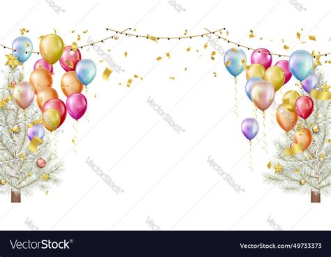 Christmas and new year background with balloons Vector Image