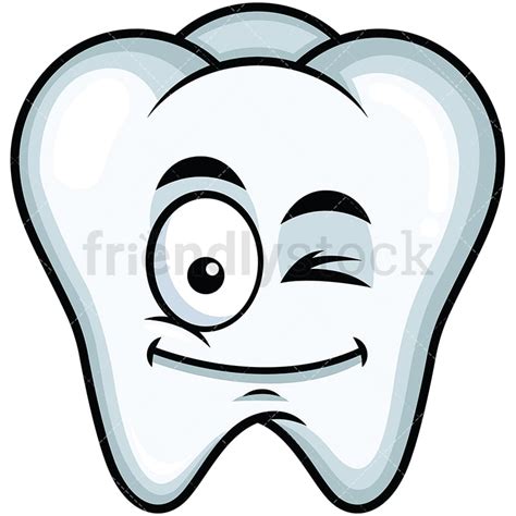 Winking Tooth Emoji Cartoon Vector Clipart Friendlystock The Best