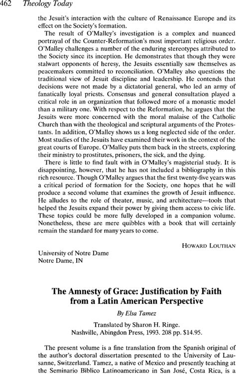 The Amnesty Of Grace Justification By Faith From A Latin American