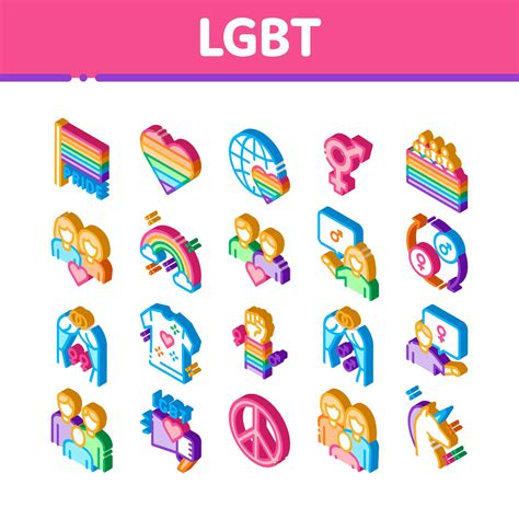 Lgbt Homosexual Gay Isometric Icons Set Vector Vector Art At