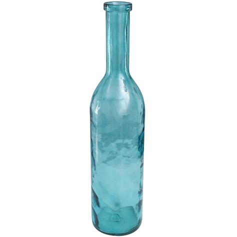 Litton Lane In Teal Handmade Tall Spanish Bottleneck Recycled Glass