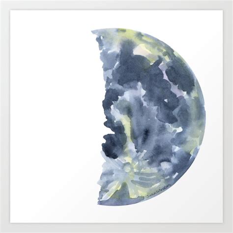 First Quarter Moon Watercolor Art Print by Susan Windsor | Society6