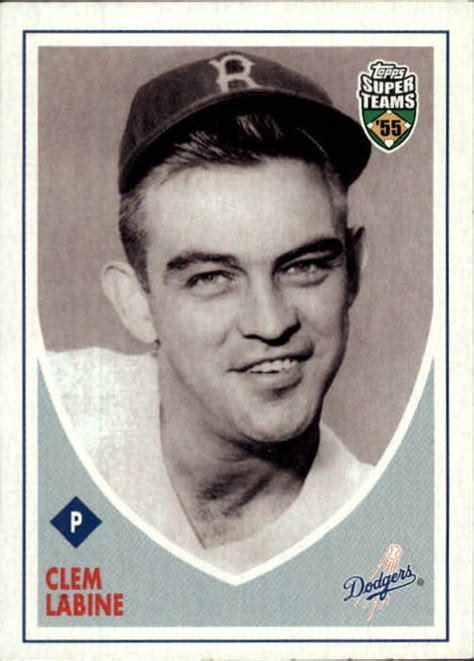 Topps Super Teams Brooklyn Dodgers Baseball Card Clem Labine