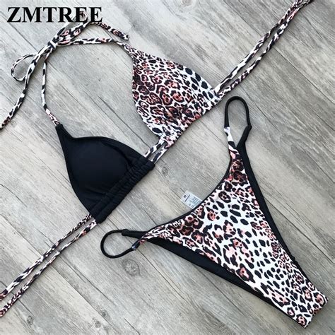 ZMTREE Micro Bikini Halter Top mujeres traje de baño triangular Sexy