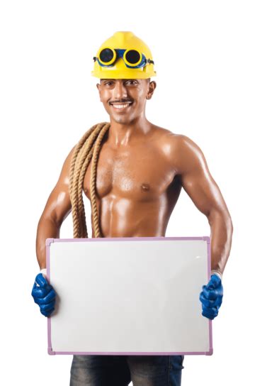 Trabajador De La Construcción Desnudo Sobre Hombre Blanco PNG Casco