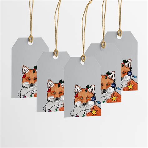 Festive Fox Christmas Gift Tag Pack Of 5 Quarrys Edge